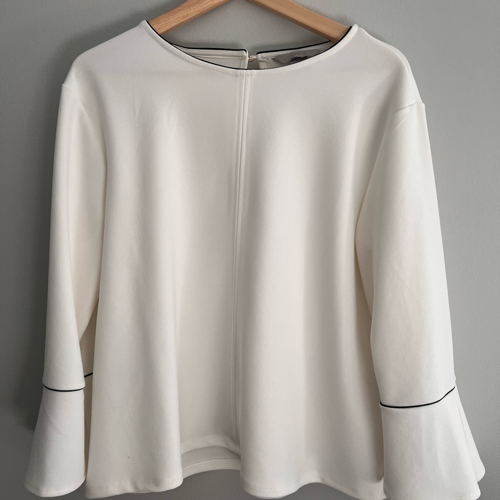 H&M jersey top in natural white with black trim